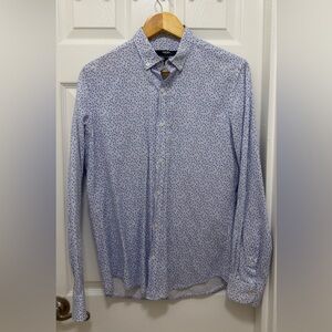 H&M Men's White and Blue Patterned Shirt